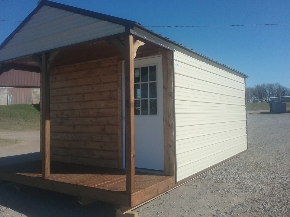12×20 Metal Porch Cabin In Stillwater, OK