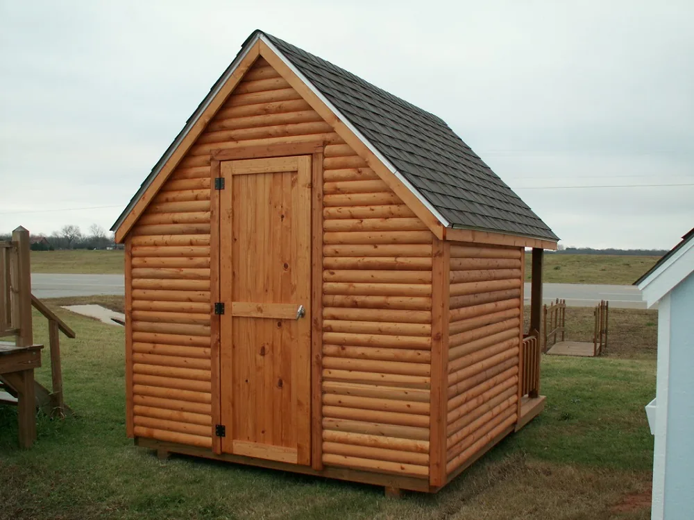Hide-out playhouse delivered to a yard in Oklahoma