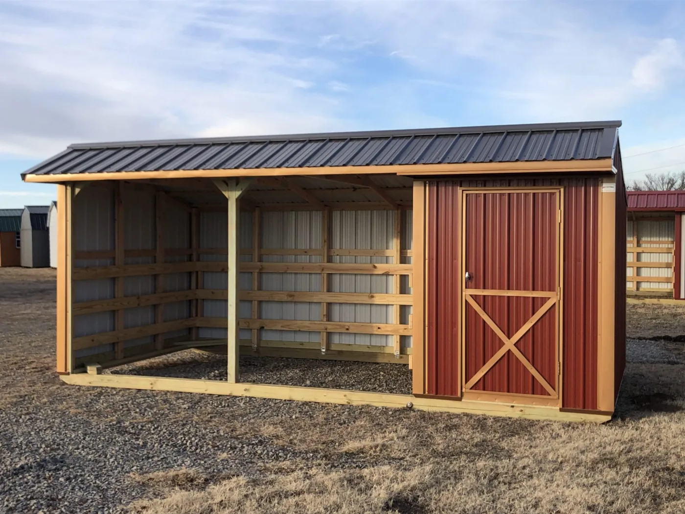 Metal horse barn with tack room in Oklahoma