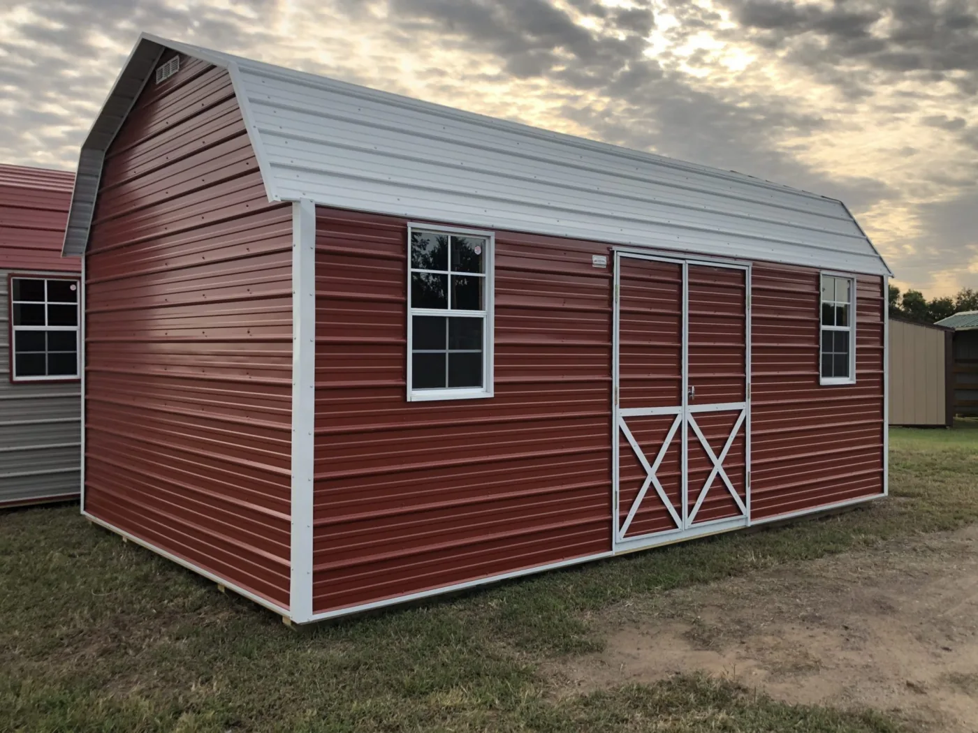Metal lofted shed