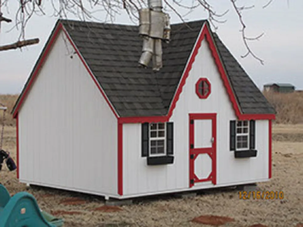 Victorian playhouse delivered to a yard in Oklahoma