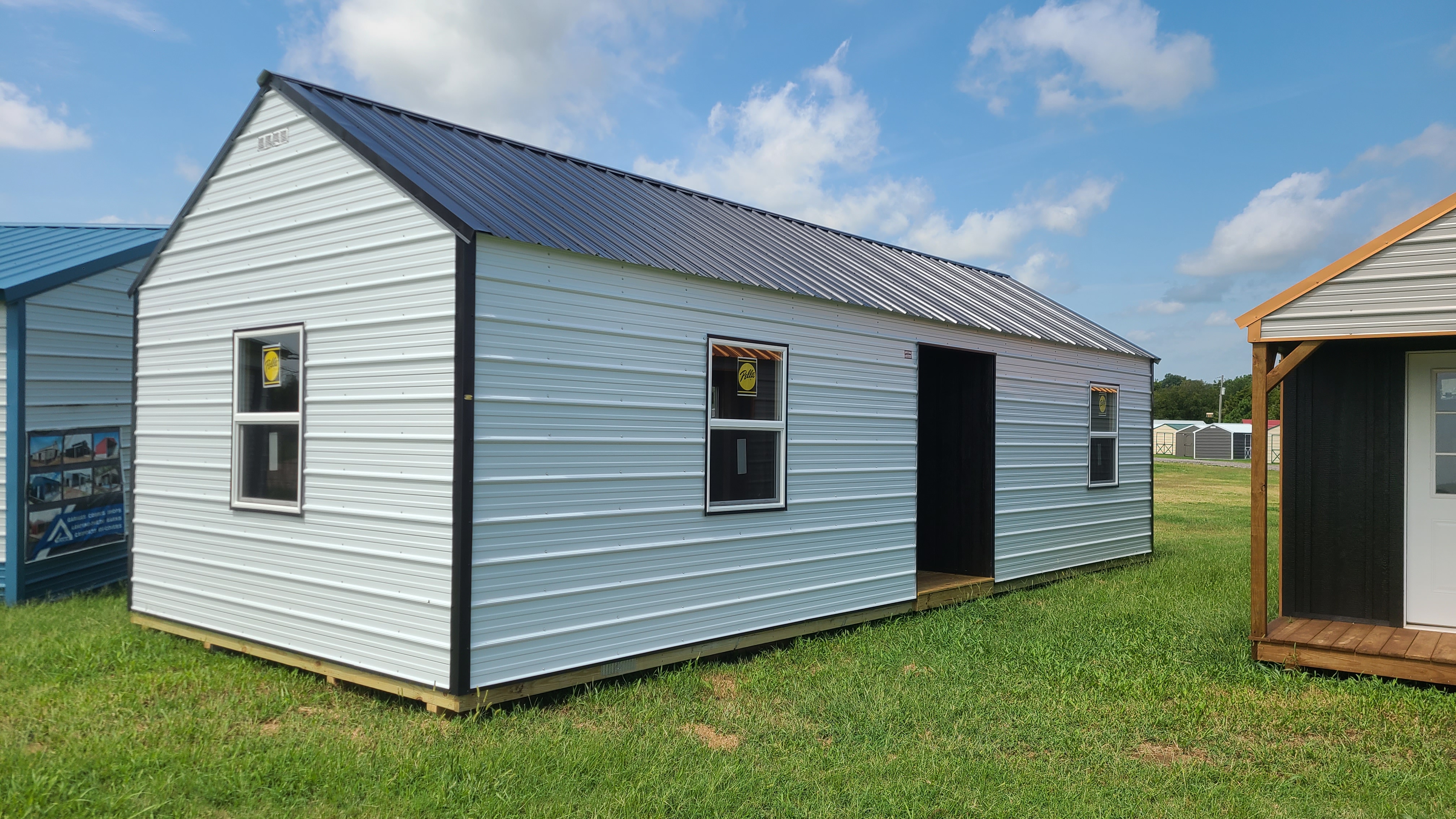 ALERT DISPLAY MODEL! (not for sale) Fully Finished Metal Porch Cabin 14 x 36 (financed $57900)