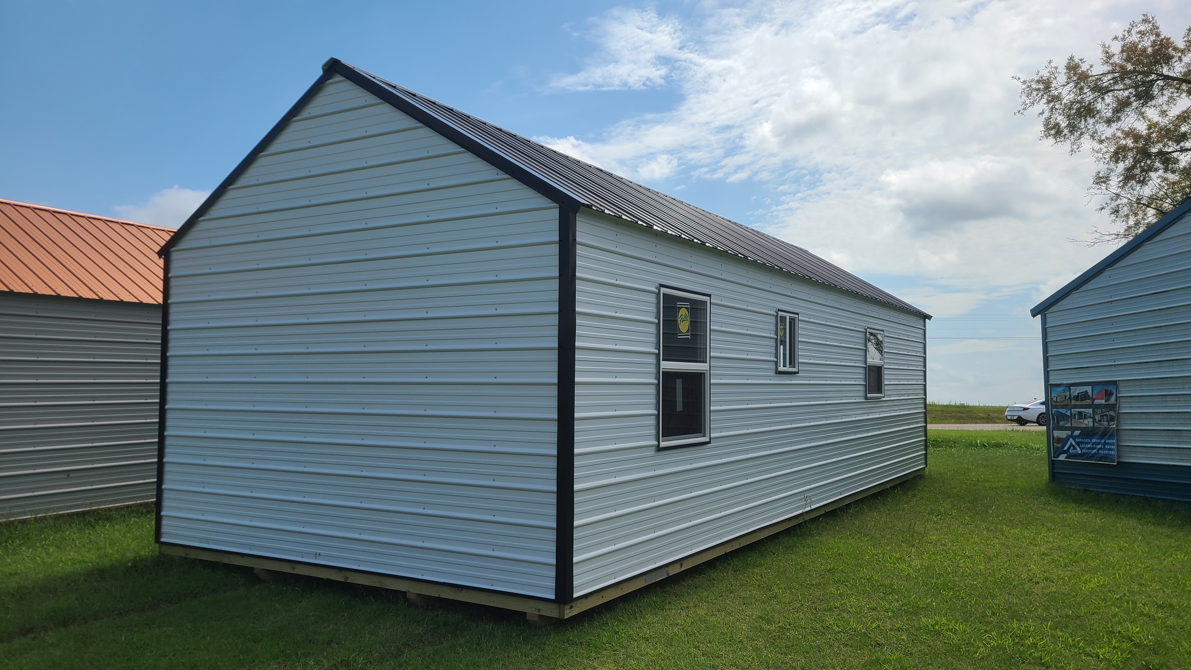 ALERT DISPLAY MODEL! (not for sale) Fully Finished Metal Porch Cabin 14 x 36 (financed $57900) photo 2